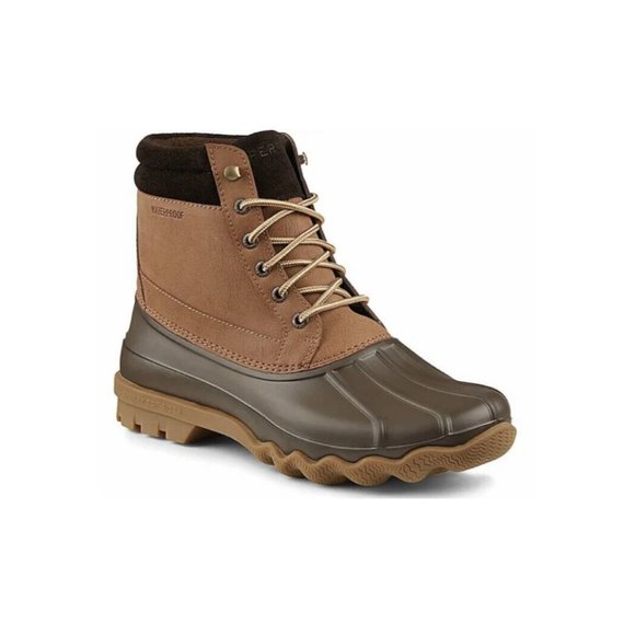 New Sperry Brewster Dark Tan Brown Waterproof Duck Boots STS14140 Size 10.5 - Picture 2 of 12